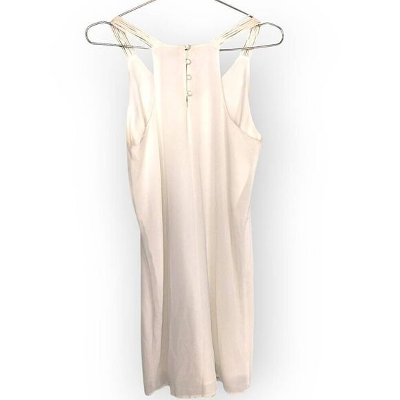 Naked Zebra Womens Dress Sz M Mini White‎ Racer Back Buttons Beachy Coastal - Picture 2 of 8